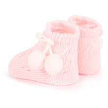 Load image into Gallery viewer, Ysabel Mora Newborn Ribbed Light Pink Pom-Pom Socks