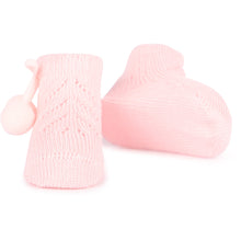 Load image into Gallery viewer, Ysabel Mora Newborn Ribbed Light Pink Pom-Pom Socks