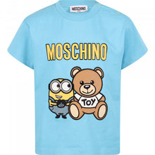 Load image into Gallery viewer, Moschino Teddy and Minion Logo T-Shirt in Blue
