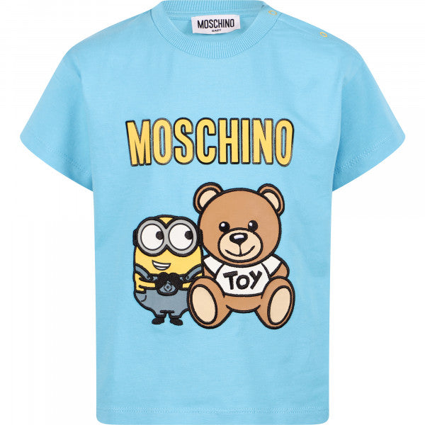 Moschino Teddy and Minion Logo T-Shirt in Blue