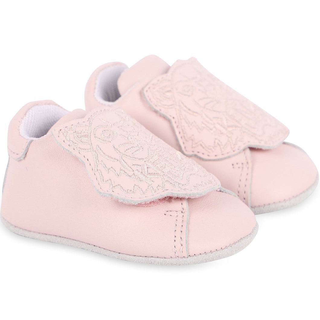 KENZO KIDS Tiger Embroidery Velcro Strap Leather Pre-Walkers