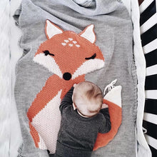 Charger l&#39;image dans la galerie, Couverture en tricot doux pour bébé avec motif animal mignon
